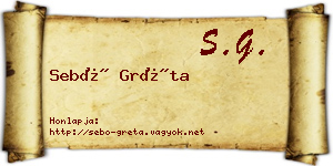 Sebő Gréta névjegykártya